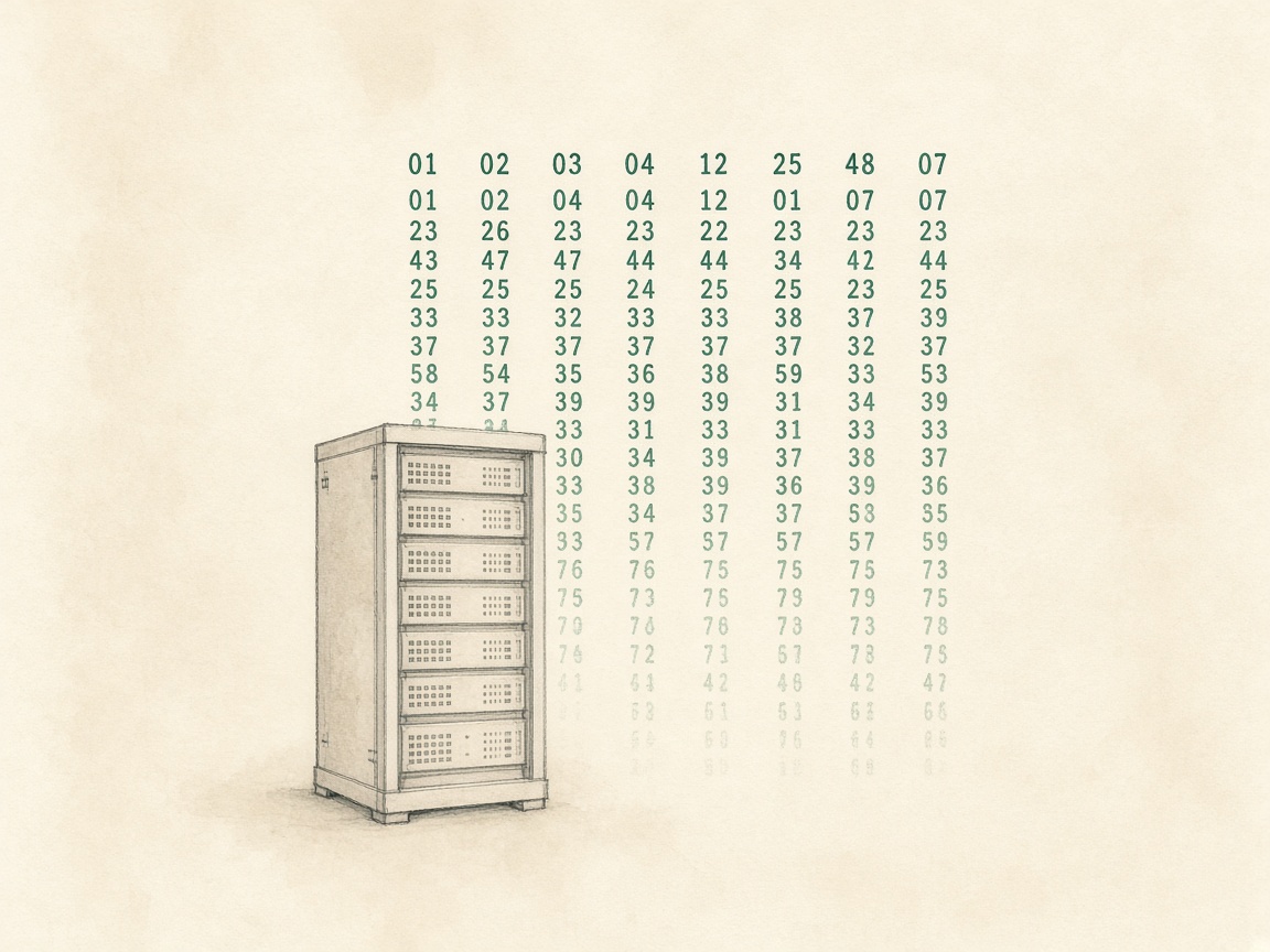 Numbers in sequence falling from a server.